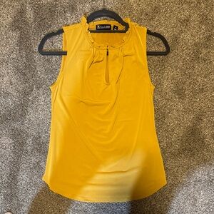Keyhole Mustard Sleeveless Blouse
